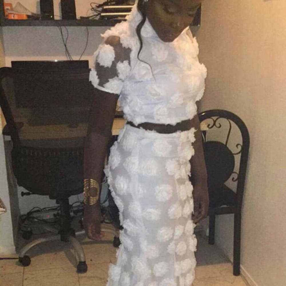 White two piece prom dress